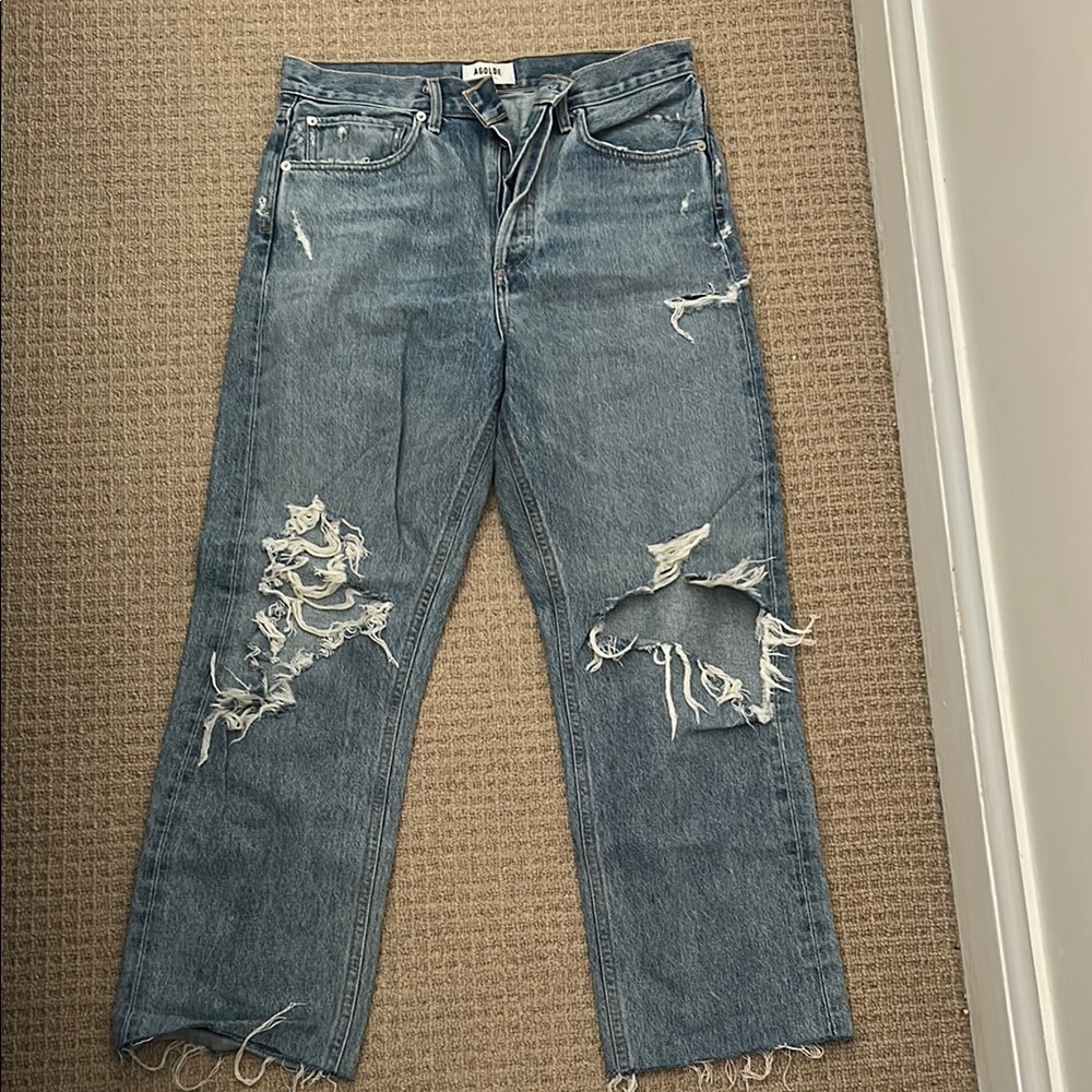 Distressed Blue Jeans